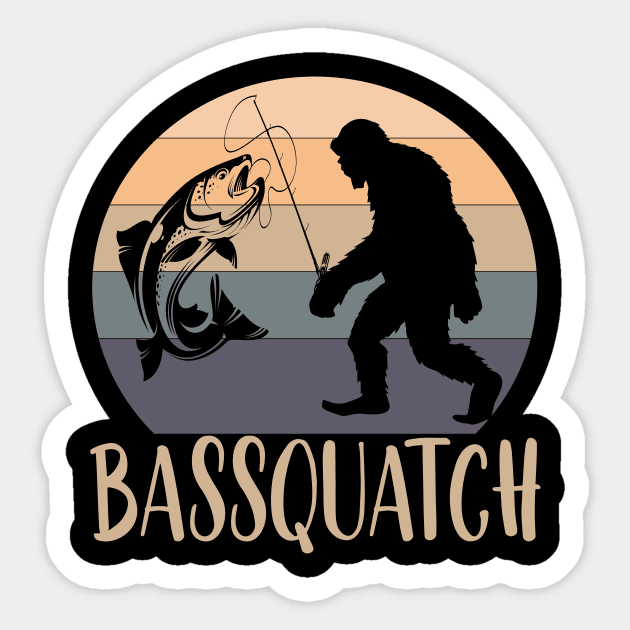 Bassquatch funny bigfoot fishing gift Sticker by DODG99